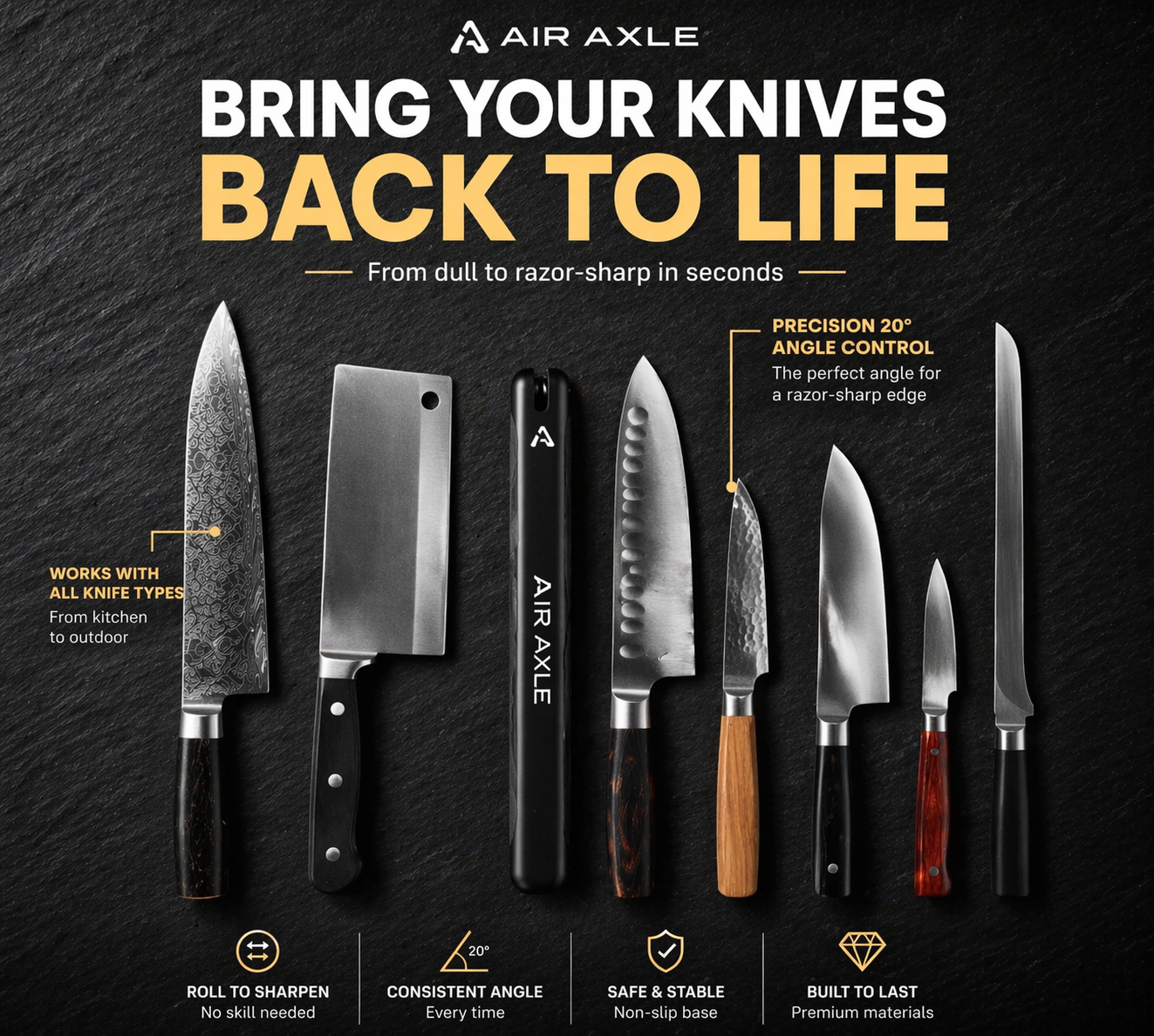 Air Rolling Diamond Knife Sharpener 2.0